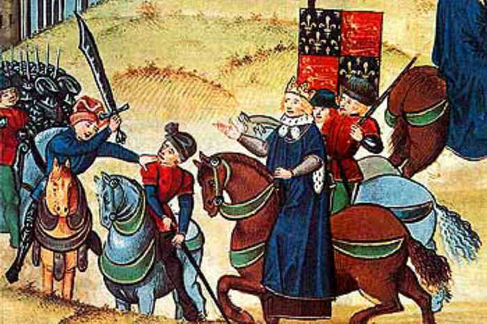 Tyler (left) provoking a squire