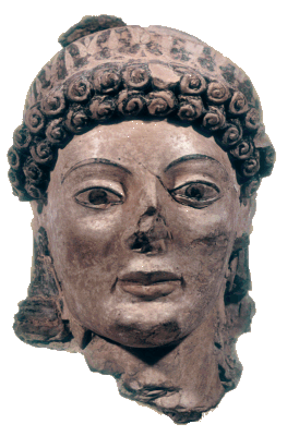A terracotta head of the Goddess Athena ca.490BC AMO 