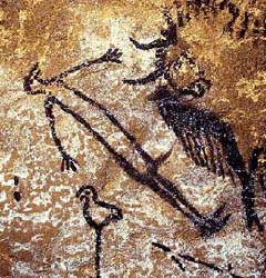 home amb cap de pardal a la sala dels Puits a Lascaux-P�rigaud-Fran�a