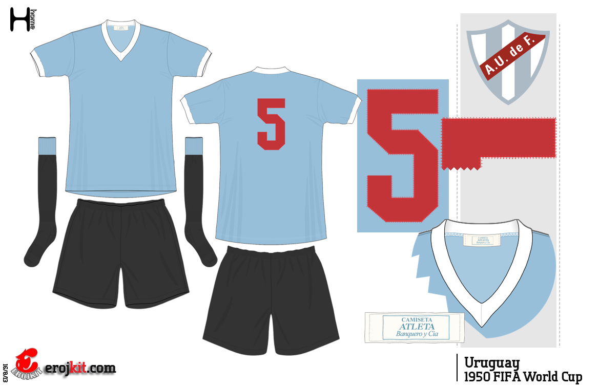 Uniforme Uruguai 1950