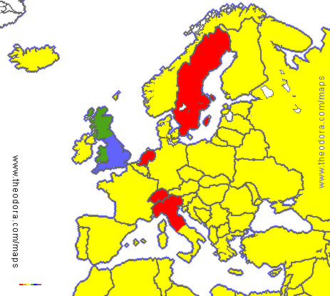 Europe in XVIII century, map of political systems