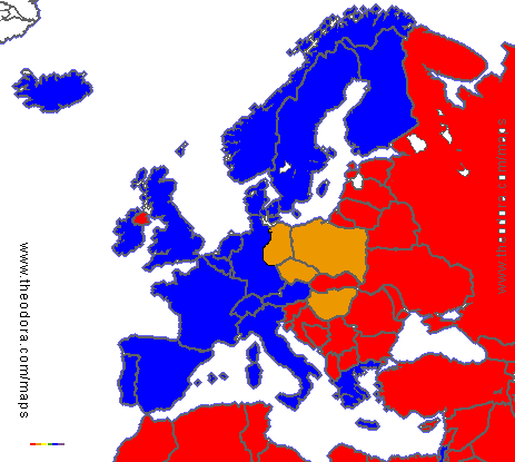 Europe in 1978, map of political systems