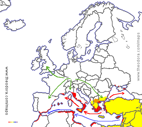 Greek colonization schematic map