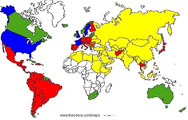 World in 1875, map of political systems
