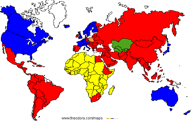 World after the Second World War, map of political systems