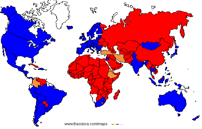 World at the beginning of XXI century, map of political systems