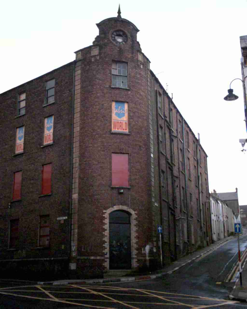 This is a photograph of the now derelict shirt factory of Robert Sinclaire.