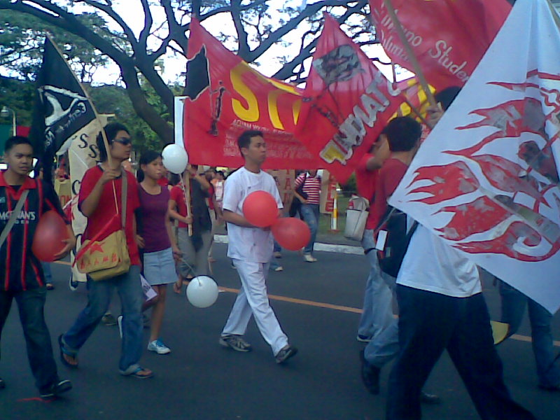 Stand UP protesters. Shot during the January 8 kick-off party parade
