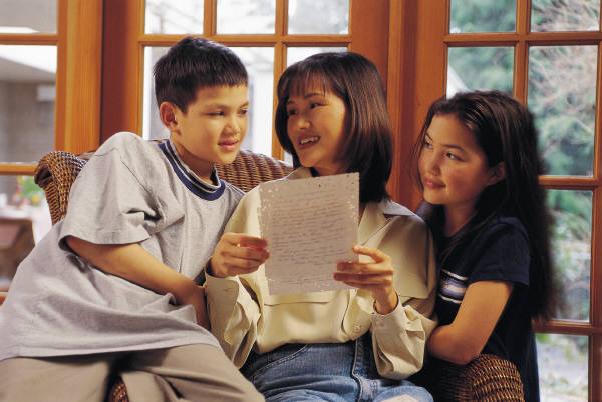 Mom with son and daughter