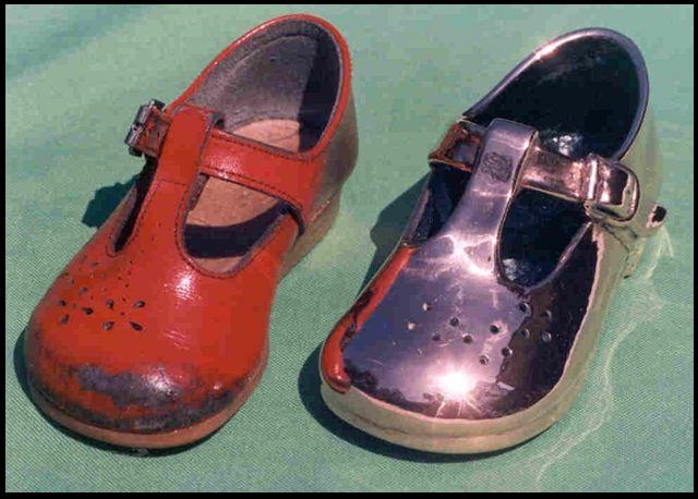 copper plated baby shoes