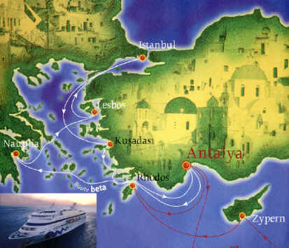 AIDA Routenkarte �stliches Mittelmeer