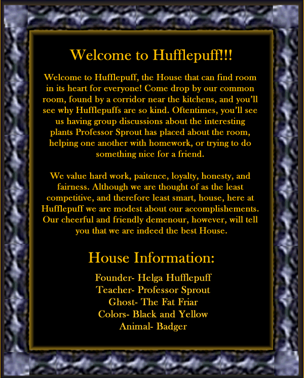 Hufflepuff Information