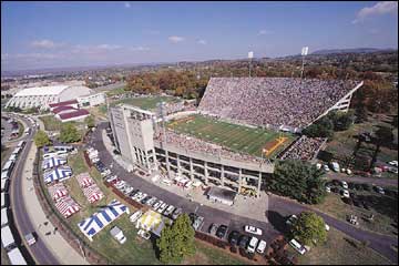 aerial shot of Lane Stadium