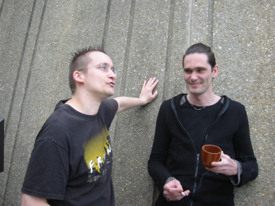 Holger Burghardt and Denis Aubert at the public presentation of the MAO class 
					  at the Atheneum, Dijon, France, May 26, 2005