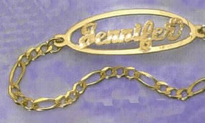 18 karat gold name with box chain