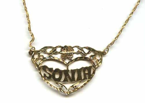 18 karat gold name with box chain