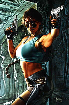 Lara Croft ala Roxanne Michaels - Painted by Joe Jusko. Copyright Top Cow Comix.