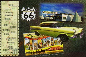 Flagstaff PostCard showing The Wigwam Motel.