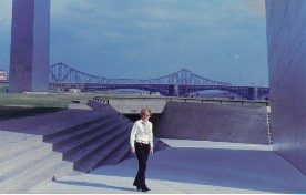 Jan beneath The Arch in St Louis Missouri