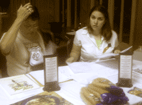 Here Ester Hulsey & Ashley Smith Greet you as enter the Cooking Contest(s).