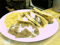Here is the delightful 3 taco dinner, here it is chicken, but choice is yours.