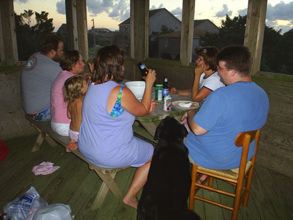 Dinner time back at the house.