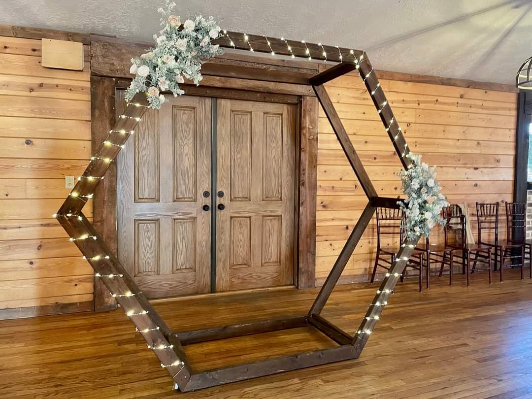 hexagonal Brown wedding arch