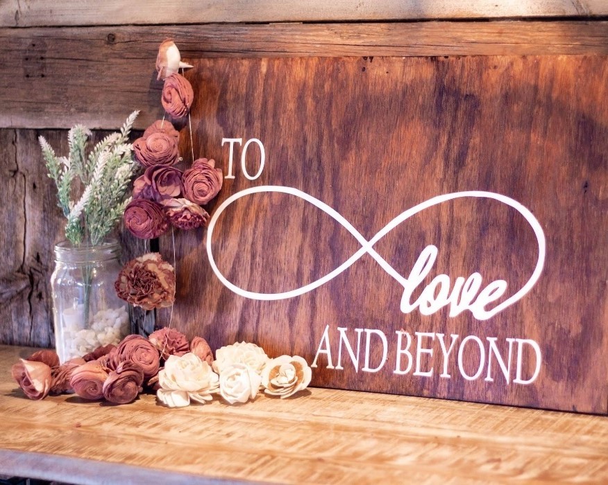 floral accent wedding sign