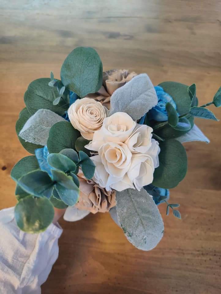 blue mini bridesmaid bouquet