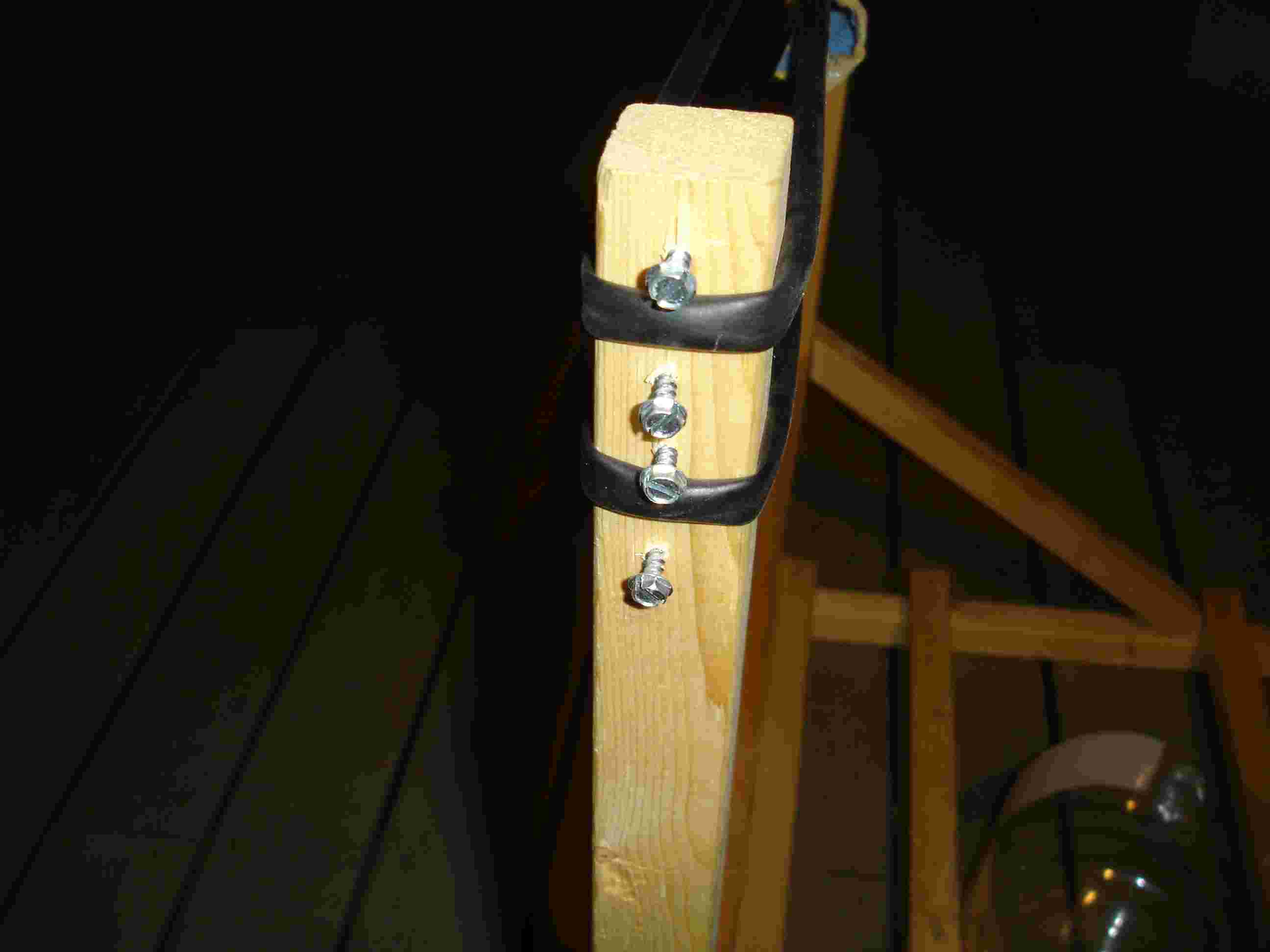 Screws that keep the bands from sliding 

off