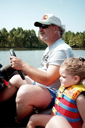 Riding in the boat!