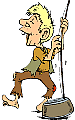 man with washtub