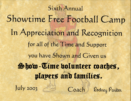 Coach Rodney Parkers special note of gratitude to the Oakland community and those who have helped this year, and every year to support this event.