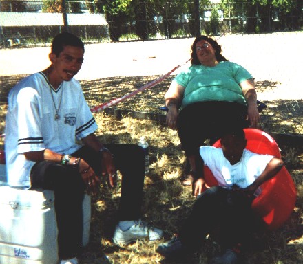 More of our volunteers taking a much needed break.&nbsp; In the forefront is Paul, and Mark sitting in the red bin, and in the background is Erika Lawson whose been volunteering with Show-Time for years now.&nbsp; You go girl!