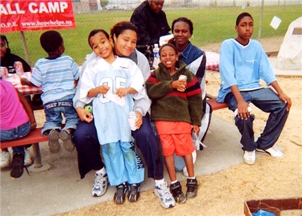 Moms & their sons enjoying the potluck BBQ on our final day of Camp - Saturday 31st July 2004