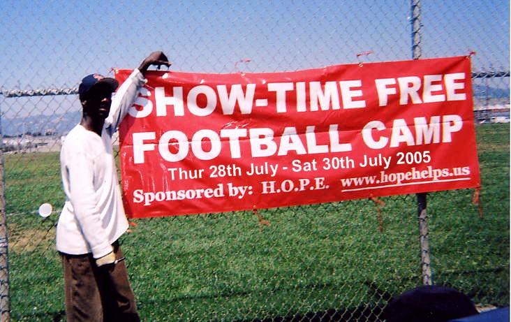 Our Show-Time Banner displayed by one of our volunteers 