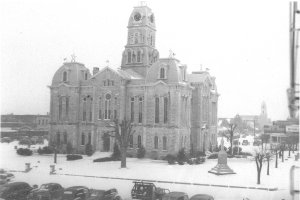 Courthouse and square in the snow
