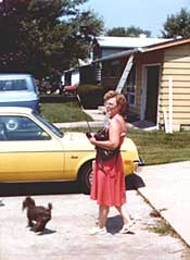 Peppy headed for a ride in his yellow car