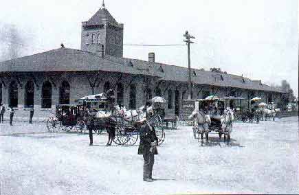 The Texas and Pacific Depot with a CC Baker Carriage awaiting train.  Look at the shadows it had to be  between 12 and 1 PM. What month?