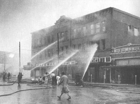 The Kuteman bldg aflame in 1951
