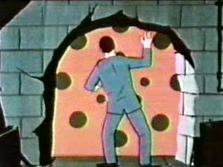 Peter proceeds through the door of the Glutz Machine to the Land of Crystal Creation