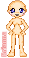 A normal standing pose with hands on waist.