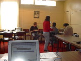 A view from behind the main computer