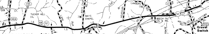 Map from Lebanon, KY to Hourigan Cemetery