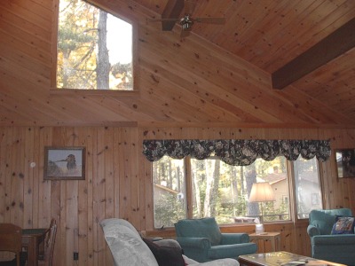 Great Room w/cathedral ceiling at Mike's Lake House