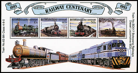 emiss�o comemorativa do Centen�rio de
Botswane Railways