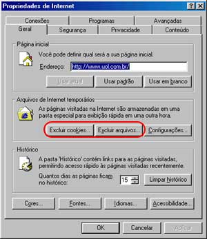 Op��es de Internet