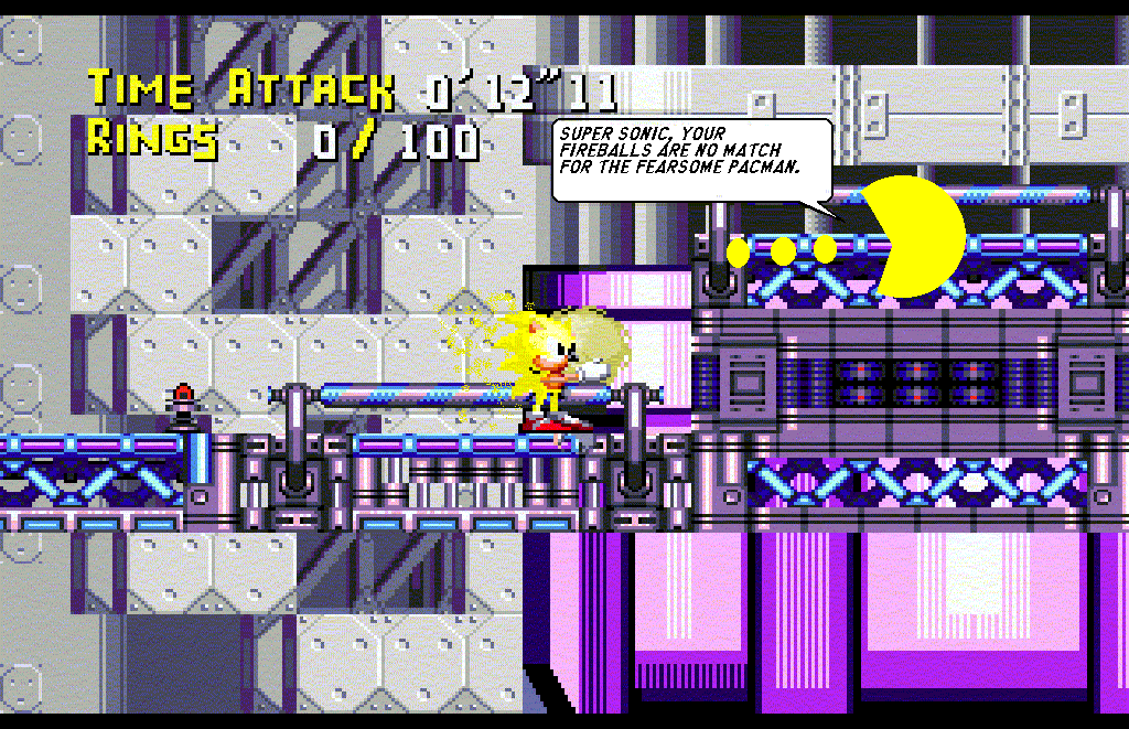 Put the fireball on the floor and back away from the Pac-Man