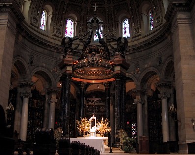 The Cathedral of Saint Paul, MN, USA. Six chapels, each one representing a different ethnic group: For the French Canadians, Saint John the Baptist; for the Italians, Saint Anthony; for the Irish, Saint Patrick; the Slavs get Saints Cyril and Methodius, and the Germans Saint Boniface. The missionaries to the area get their own -- Saint Therese of Lisieux.
