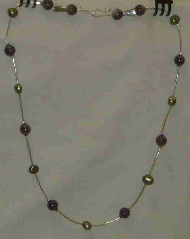 Amethyst and Pearls on Liquid Silver